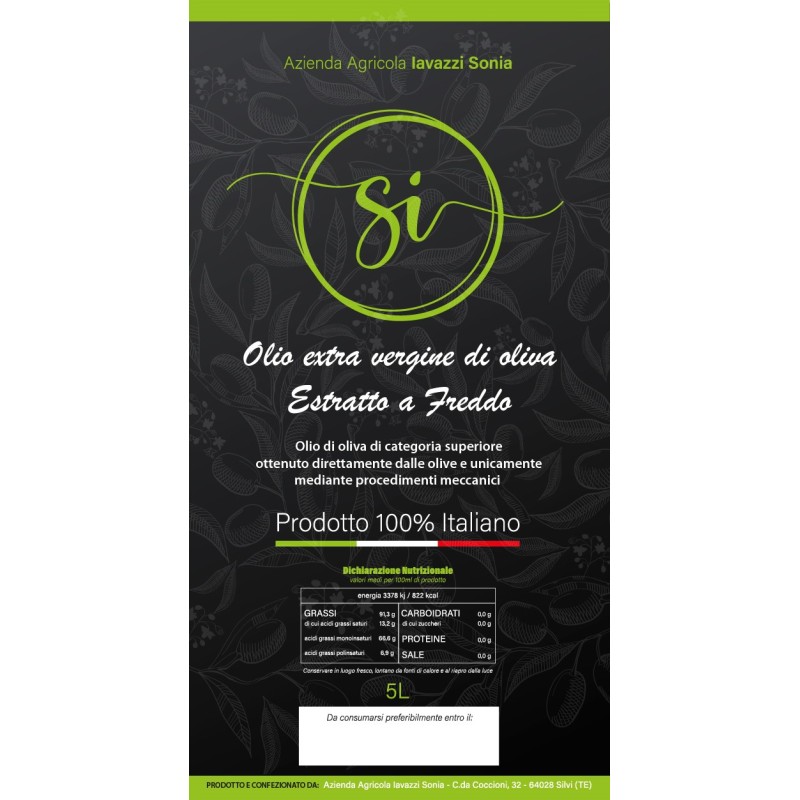 Olio extra vergine di oliva estratto a freddo 5L