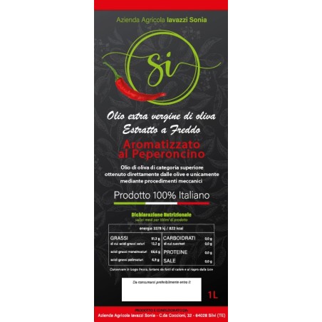 Olio extra vergine di oliva estratto a freddo (Aromatizzato al Peperoncino) 1L