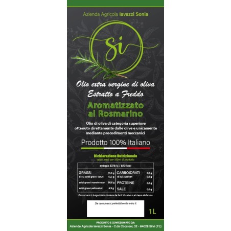 Olio extra vergine di oliva estratto a freddo (Aromatizzato al Rosmarino) 1L