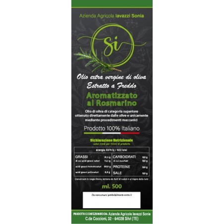 Olio extra vergine di oliva estratto a freddo (Aromatizzato al Rosmarino) 500ml